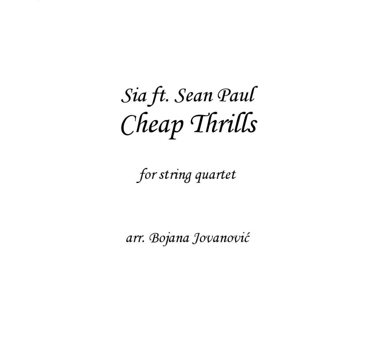 Cheap Thrills (Sia) - Sheet Music