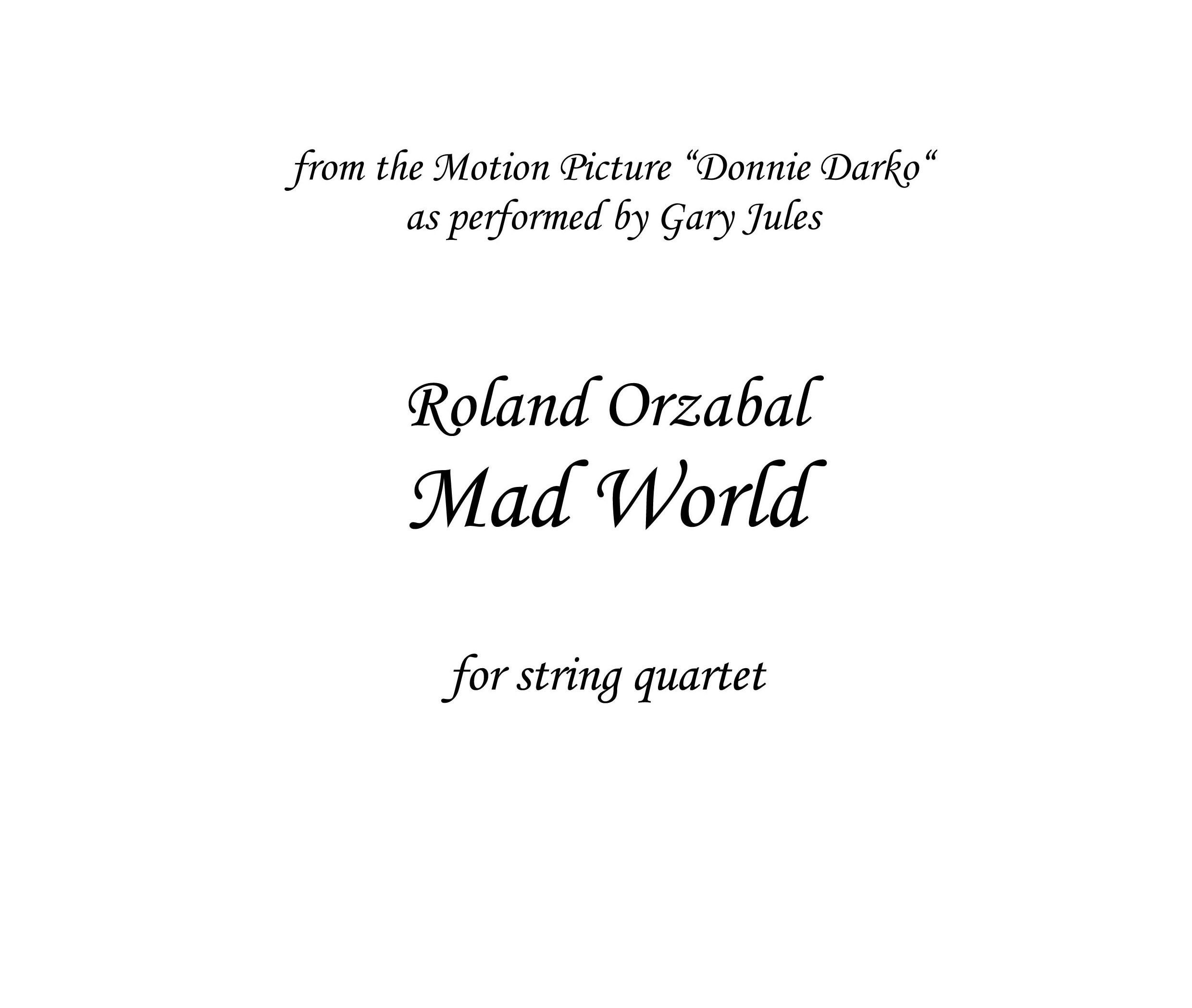 Mad World' Sheet Music (score/parts/mp3)
