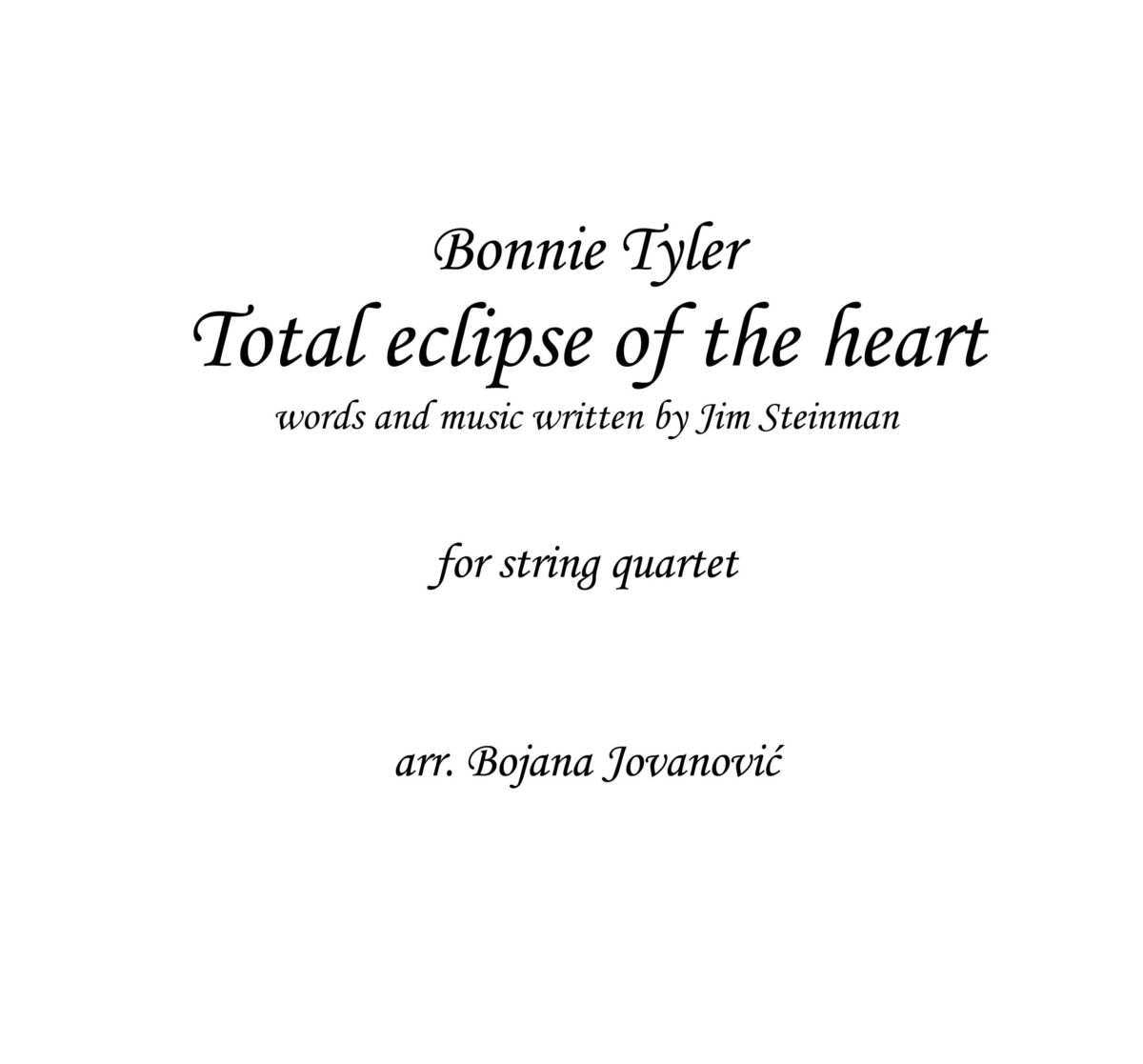 Total eclipse of heart (Bonnie Tyler) - Sheet Music