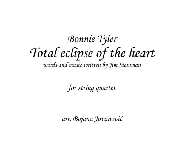 Total eclipse of heart (Bonnie Tyler) - Sheet Music
