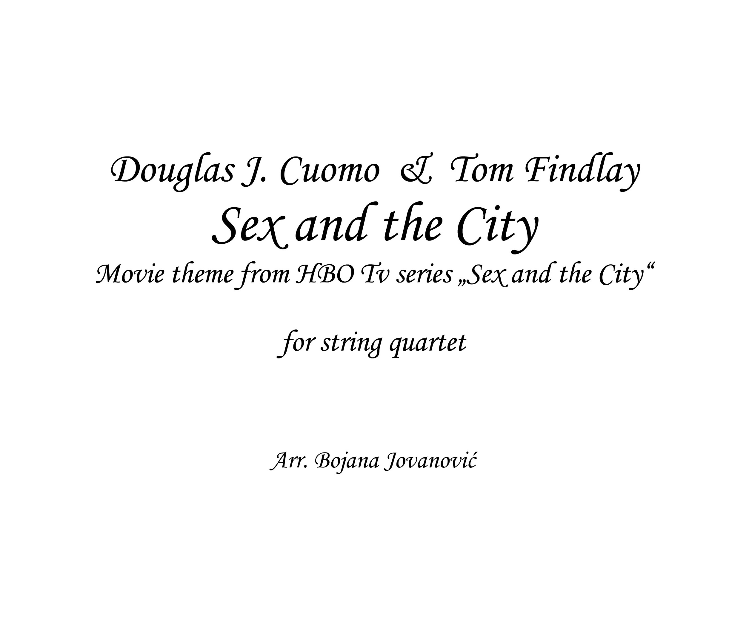 Sex And The City Sheet Music Opening Theme Soundtrack String Quartet 