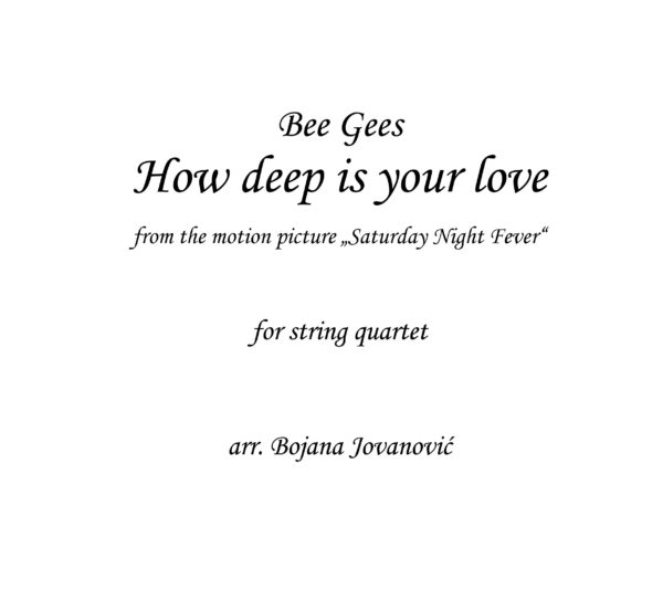 How deep is your love Bee Gees Sheet music