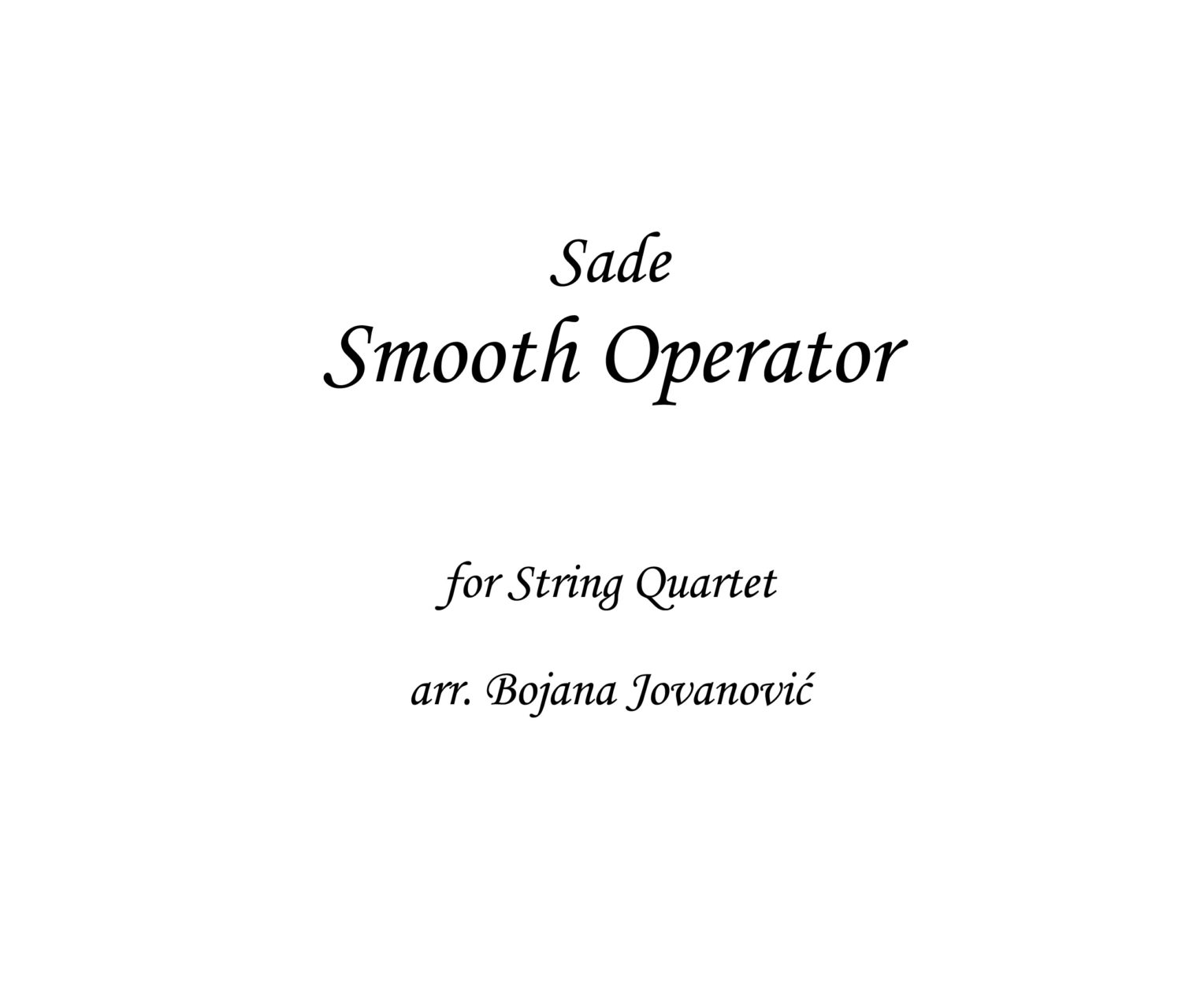Smooth Operator Sade Sheet music - String quartet - Violin - Viola - Cello