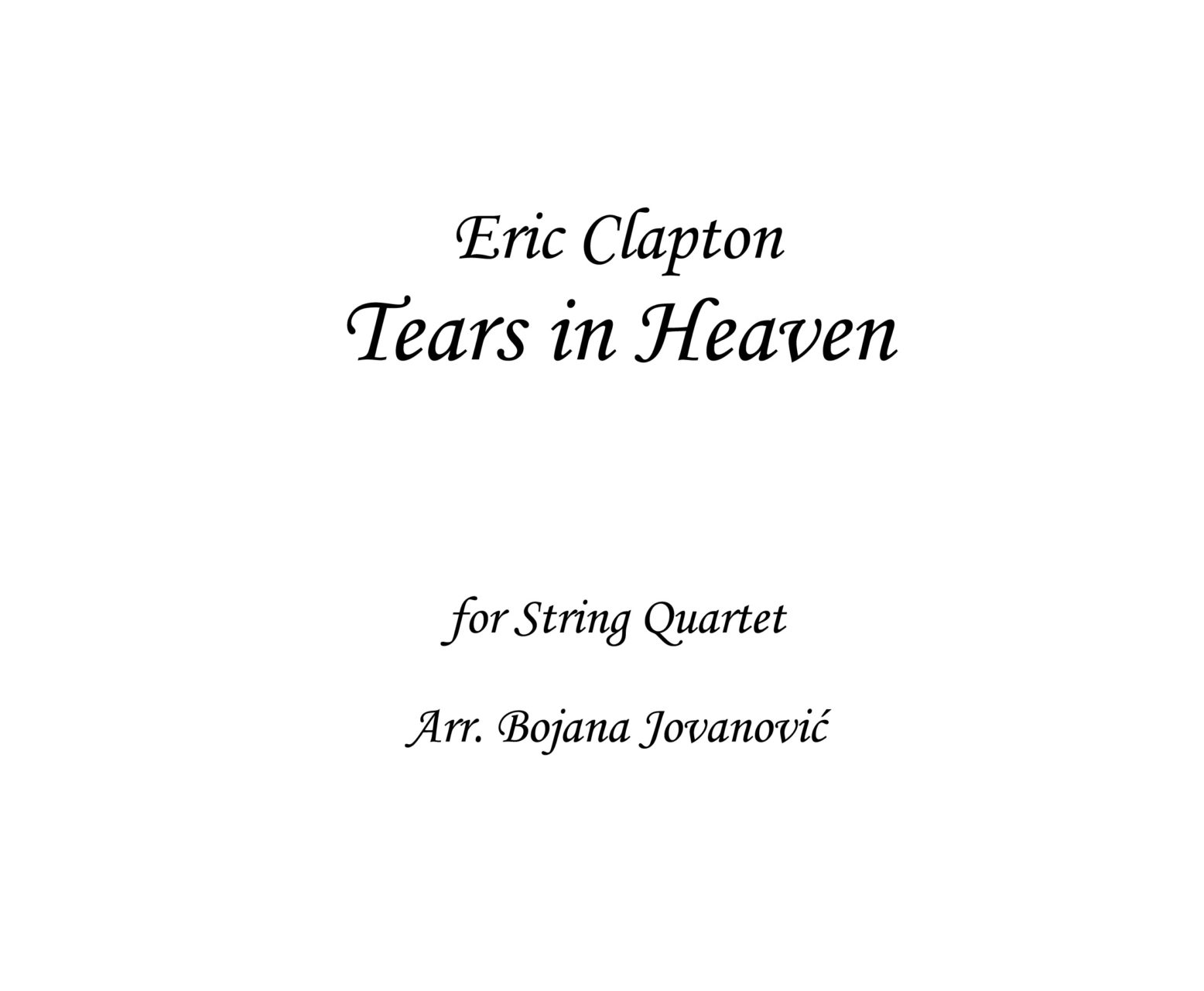 Tears In Heaven Sheet Music Eric Clapton